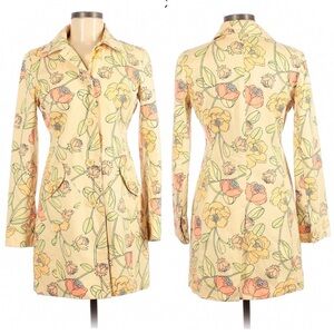 Ann Taylor LOFT pastel Floral Trench Coat raincoat preppy Large